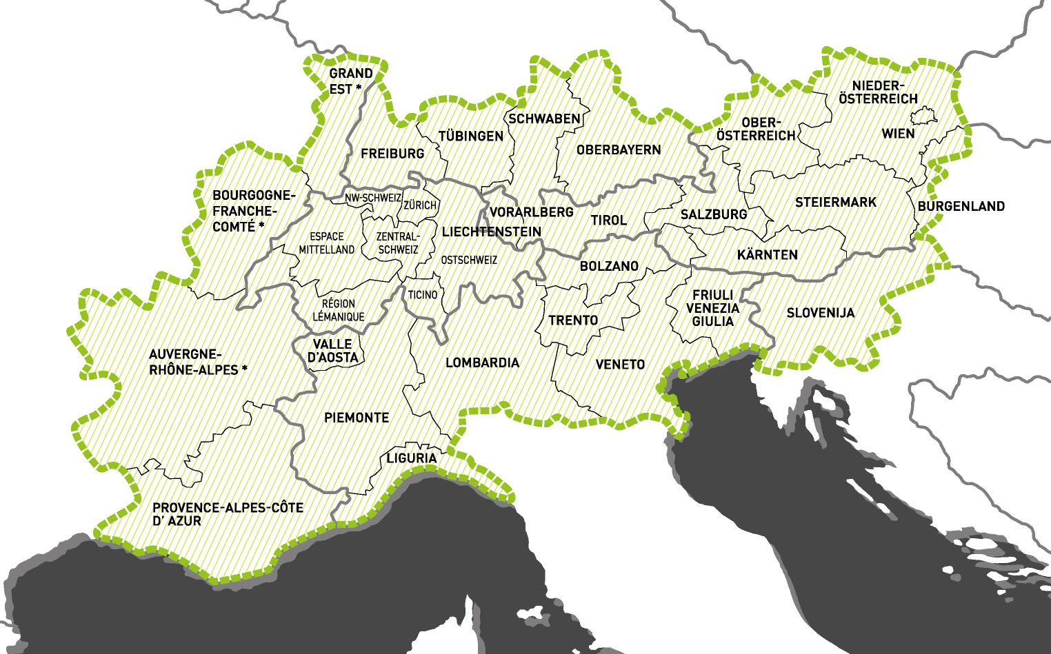 Interreg Alpenraum Programmgebiet
