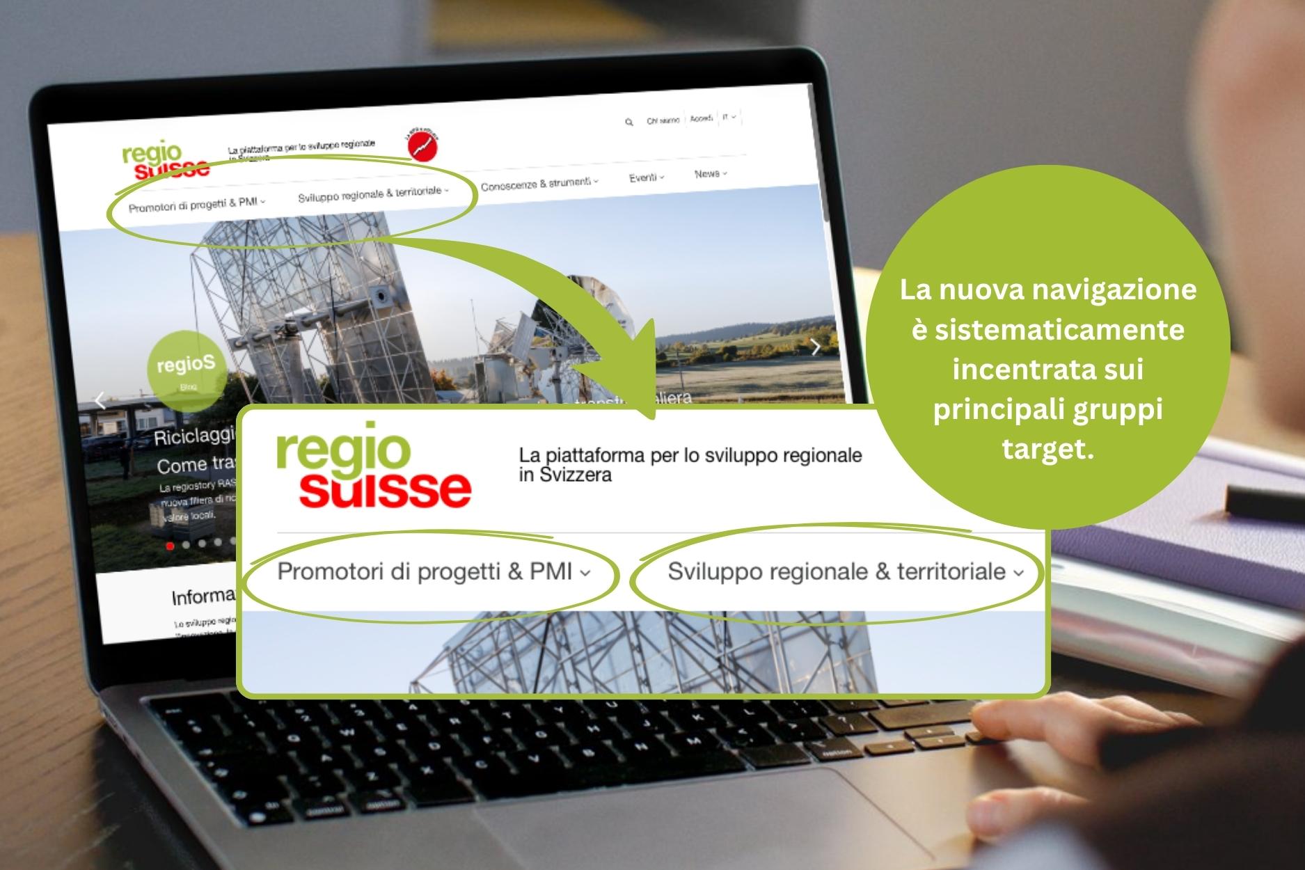 La nuova navigazione è orientata in modo coerente ai gruppi target principali.